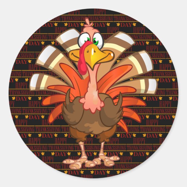 Happy Thanksgiving Classic Round Sticker (Front)