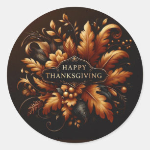 Happy Thanksgiving Classic Round Sticker