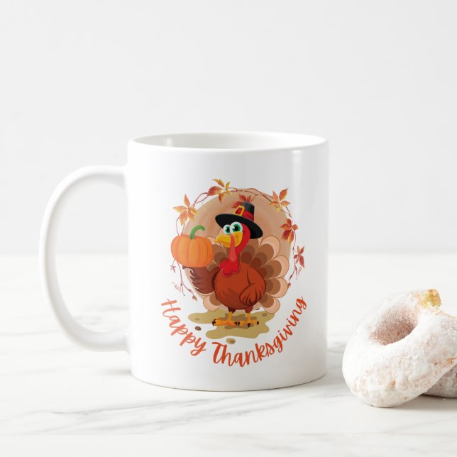Happy Thanksgiving Coffee Mug (With Donut)