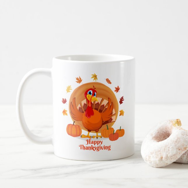 Happy Thanksgiving Coffee Mug (With Donut)