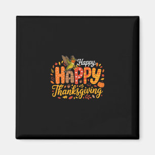 Happy Thanksgiving Colorful Fall Leaves Hummingbir Magnet