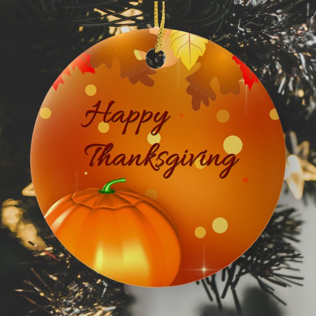 Happy Thanksgiving Colourful Autumn Leaves Ceramic Tree Decoration (Creator Uploaded)