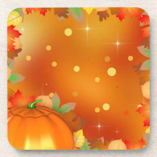 Happy Thanksgiving Colourful Autumn Leaves Coaster