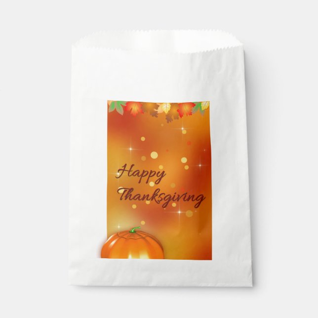 Happy Thanksgiving Colourful Autumn Leaves Favour Bag (Front)