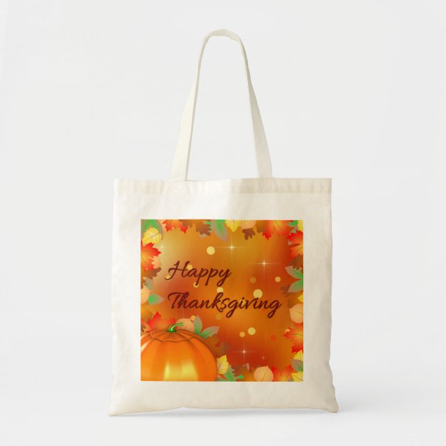 Happy Thanksgiving Colourful Autumn Leaves Tote Bag (Front)