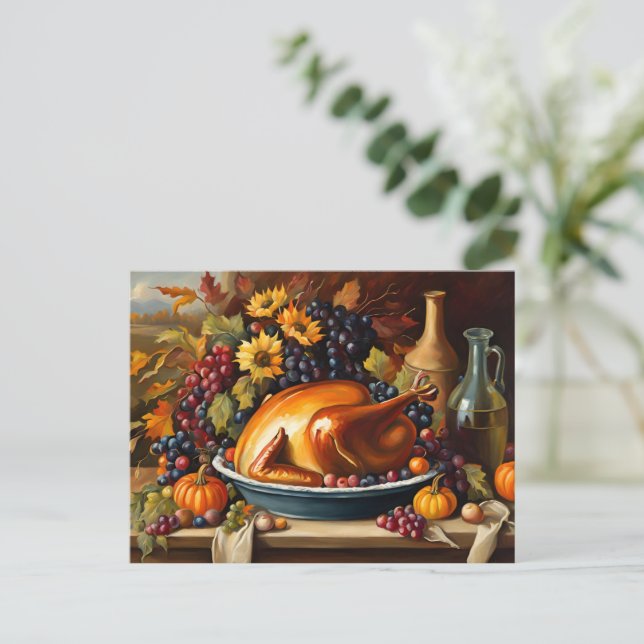 Happy Thanksgiving, colourful celebration, Postcard (Standing Front)