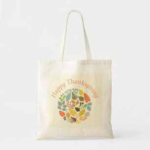 Happy Thanksgiving Colourful Fall Leaves Tote Bag