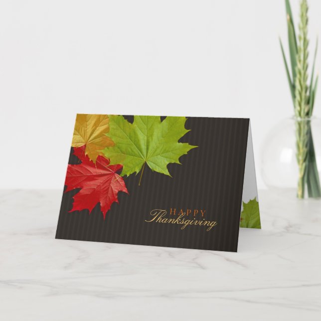 Happy Thanksgiving Colourful Maple Leaves card (Front)