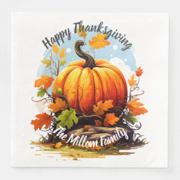 Happy Thanksgiving colourful pumpkin editable Napkin