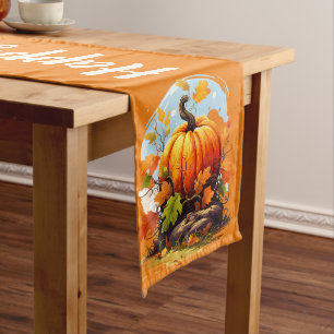 Happy Thanksgiving colourful pumpkin Medium Table Runner