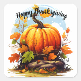Happy Thanksgiving colourful pumpkin Square Sticker