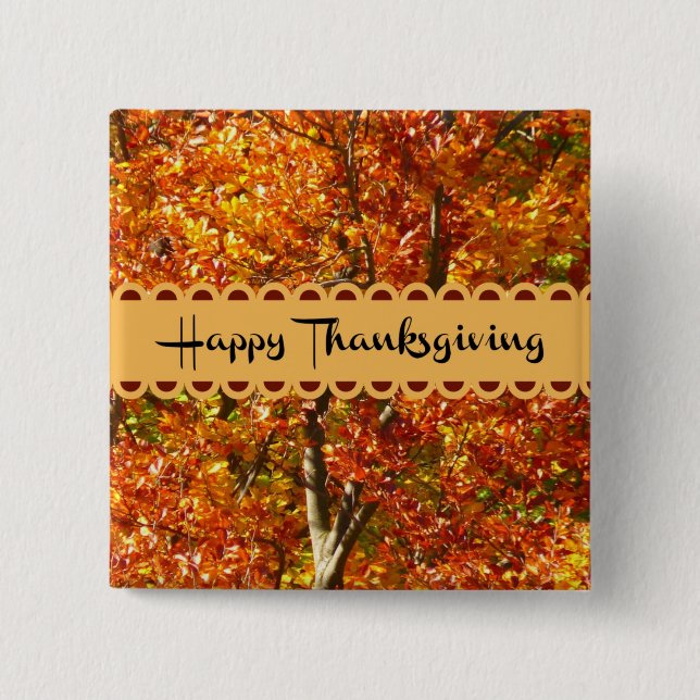 Happy Thanksgiving - Colours of Autumn 15 Cm Square Badge (Front)