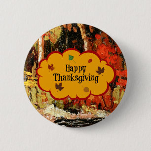 Happy Thanksgiving, Colours of Autumn 6 Cm Round Badge