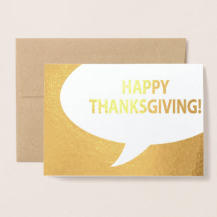 Happy Thanksgiving Comic Bubble Gold Foil Card