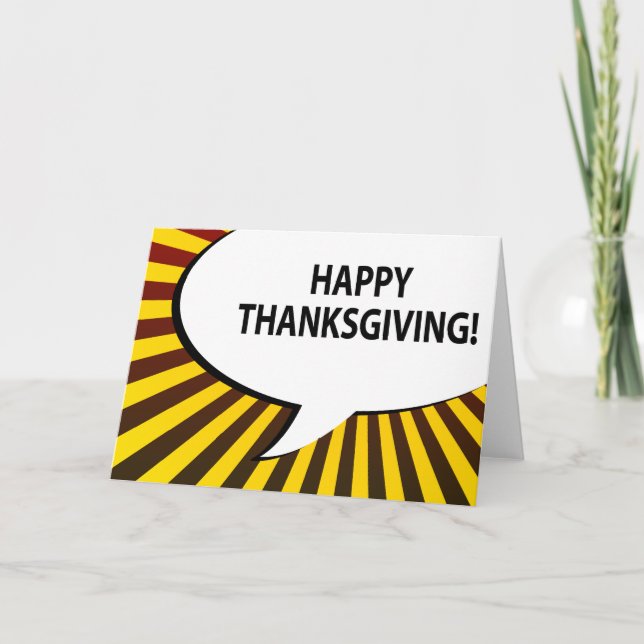 HAPPY THANKSGIVING! comic bubble Holiday Card (Front)