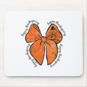 Happy Thanksgiving Coquette Turkey Bow Pumpkin Wom Mouse Pad