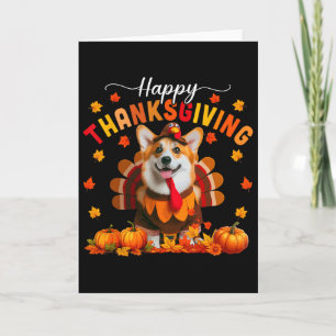 Happy Thanksgiving Corgi Cosplay Fall Turkey Owner Card