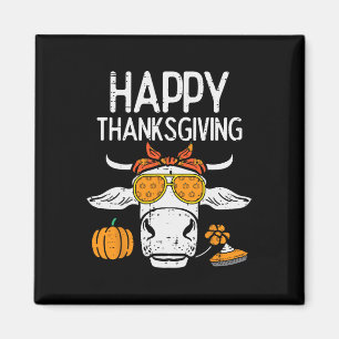 Happy Thanksgiving Cow Fall Autumn Farmer Men Wome Magnet