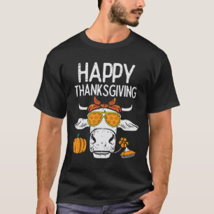 Happy Thanksgiving Cow Fall Autumn Farmer Men Wome T-Shirt
