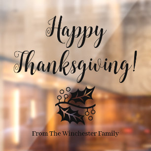 Happy Thanksgiving custom black script foliage