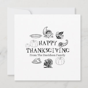 Happy Thanksgiving custom family name Holiday Card