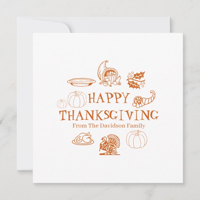 Happy Thanksgiving custom family name Holiday Card (Front)