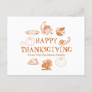 Happy Thanksgiving custom family name Holiday Postcard