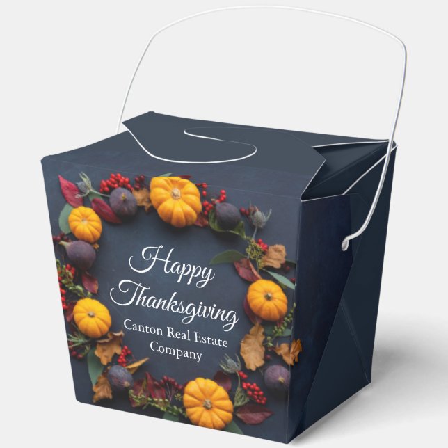 Happy Thanksgiving Custom Pumpkin Wreath Modern Favour Box (Front)