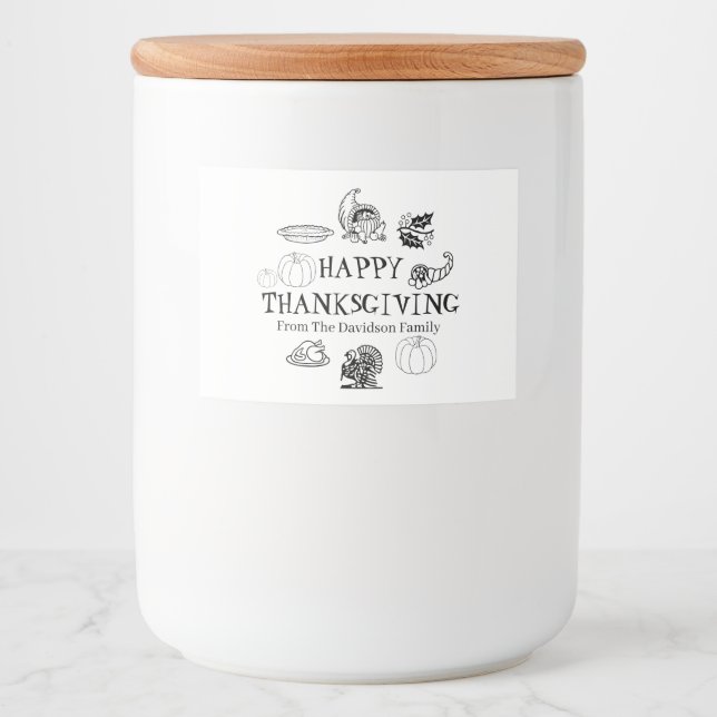 Happy Thanksgiving, customise family name favours Food Label (Front)