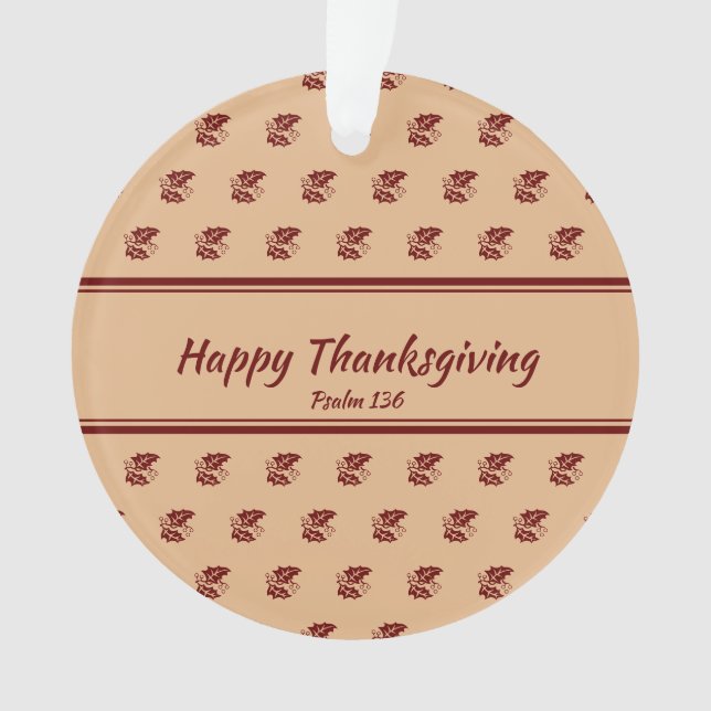 HAPPY THANKSGIVING Customised Leaves BEIGE Ornament (Front)