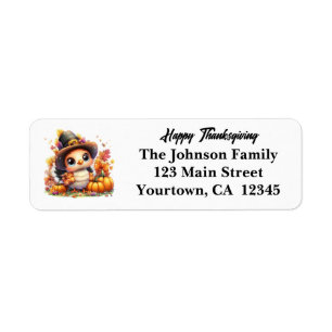 Happy Thanksgiving Cute Baby Turkey Return Address Label