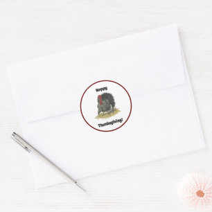Happy Thanksgiving Cute Cartoon Turkey Classic Round Sticker
