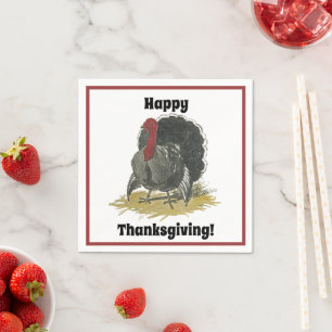 Happy Thanksgiving Cute Cartoon Turkey Napkin