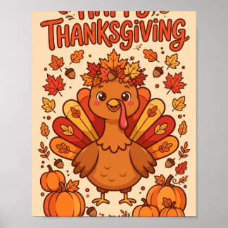 Happy Thanksgiving — Cute Cartoon Turkey Poster