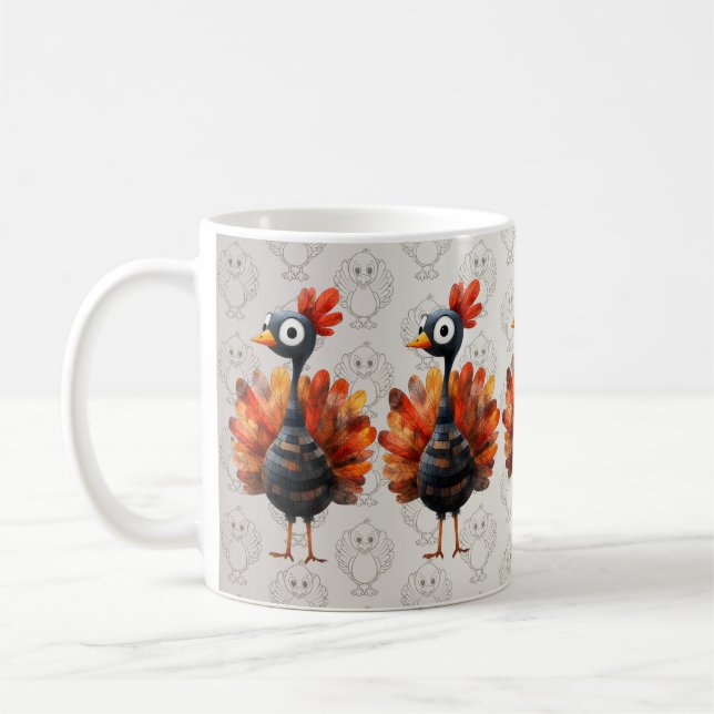 Happy Thanksgiving Cute Colourful Baby Turkey Coffee Mug (Left)