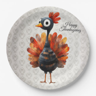 Happy Thanksgiving Cute Colourful Baby Turkey Paper Plate
