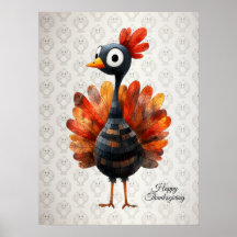 Happy Thanksgiving Cute Colourful Baby Turkey