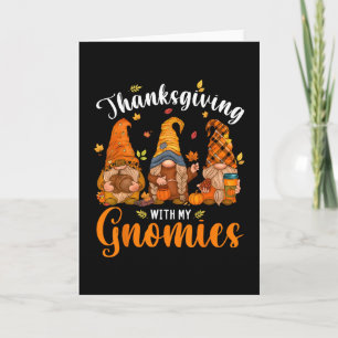 Happy Thanksgiving Cute Gnomes Pumpkin Autumn Leav Card