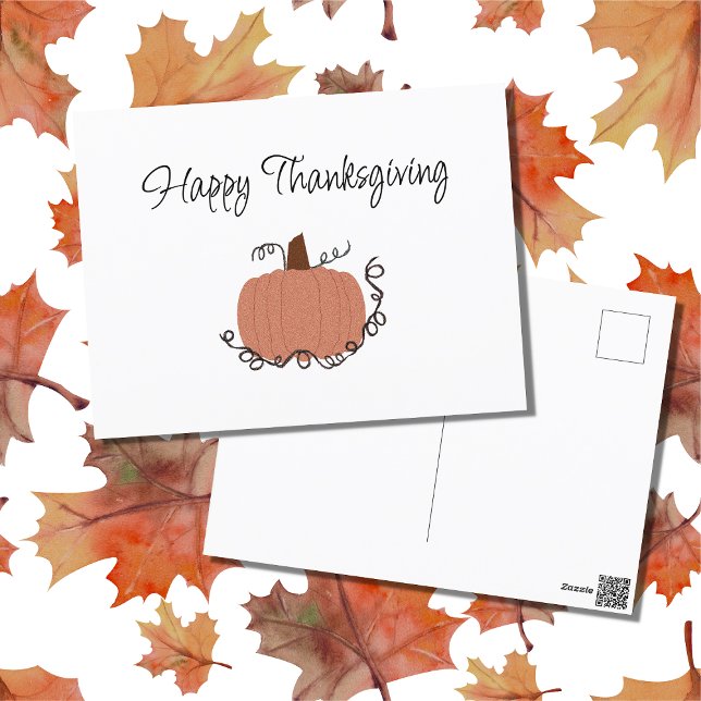 Happy Thanksgiving Cute Orange Pumpkin Postcard (Creator Uploaded)