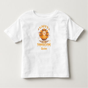 Happy Thanksgiving Cute Personalised Name Toddler T-Shirt