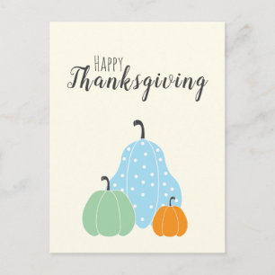 Happy Thanksgiving Cute Pumpkins Green Blue Orange Postcard