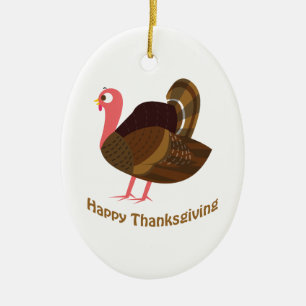Happy Thanksgiving! Cute Turkey Ceramic Ornament