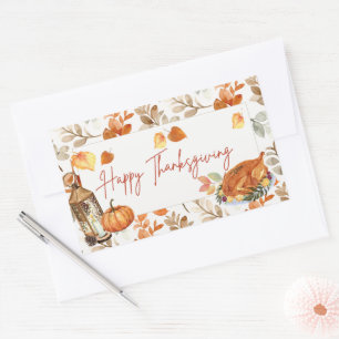 Happy Thanksgiving Cute Turkey Rectangular Sticker
