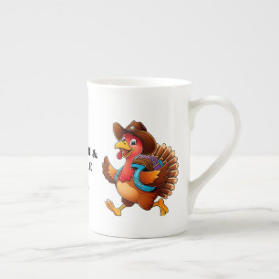 Happy Thanksgiving Cute Turkey Travel Bone China Mug