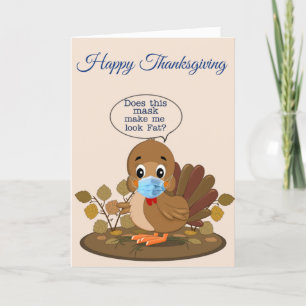 Happy Thanksgiving Cute Turkey with Facemask Holiday Card