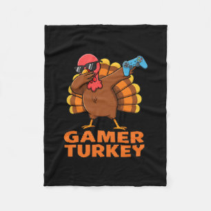 Happy Thanksgiving Dabbing Gamer Turkey  Fleece Blanket