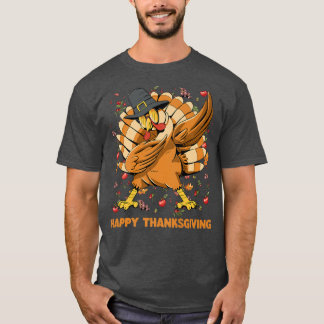 Happy Thanksgiving Dabbing Turkey Day Pilgrim funn T-Shirt