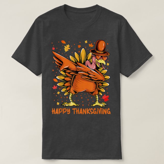 Happy Thanksgiving Dabbing Turkey Day Pilgrim Men  T-Shirt (Design Front)