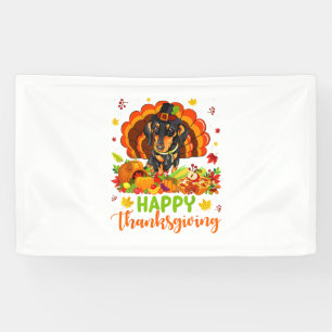 Happy Thanksgiving Dachshund Dog Turkey Dog Lover Banner