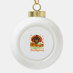 Happy Thanksgiving Dachshund Dog Turkey Dog Lover Ceramic Ball Christmas Ornament